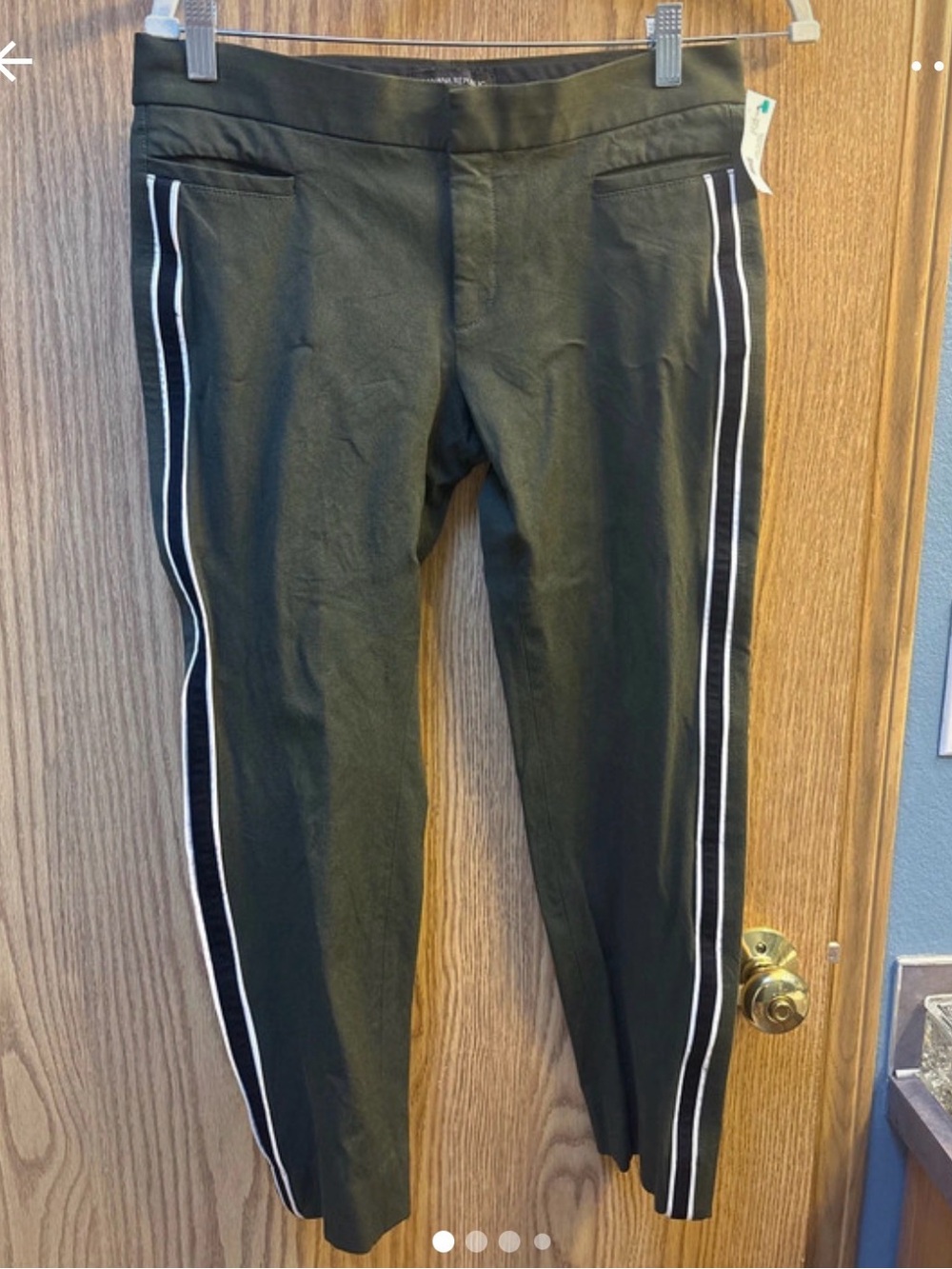 Banana Republic Black Ankle Pants with White Side Stripes